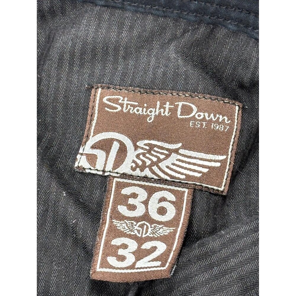 Straight Down Jeans Men 36/32 Black Denim Dark Wash Straight Leg Classic Zip Fly - Picture 7 of 11